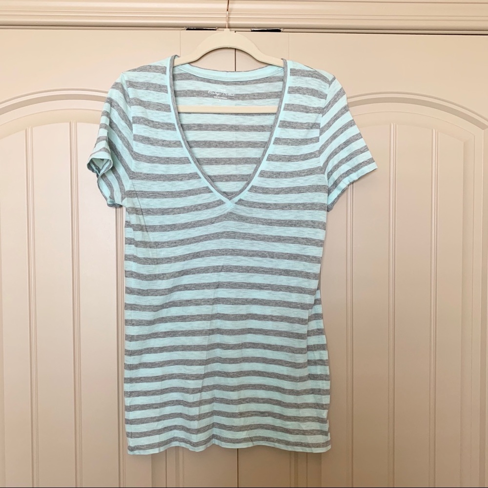 🌸 3 for $30 🌸 J.Crew Mint and Gray Striped Cotton Tee